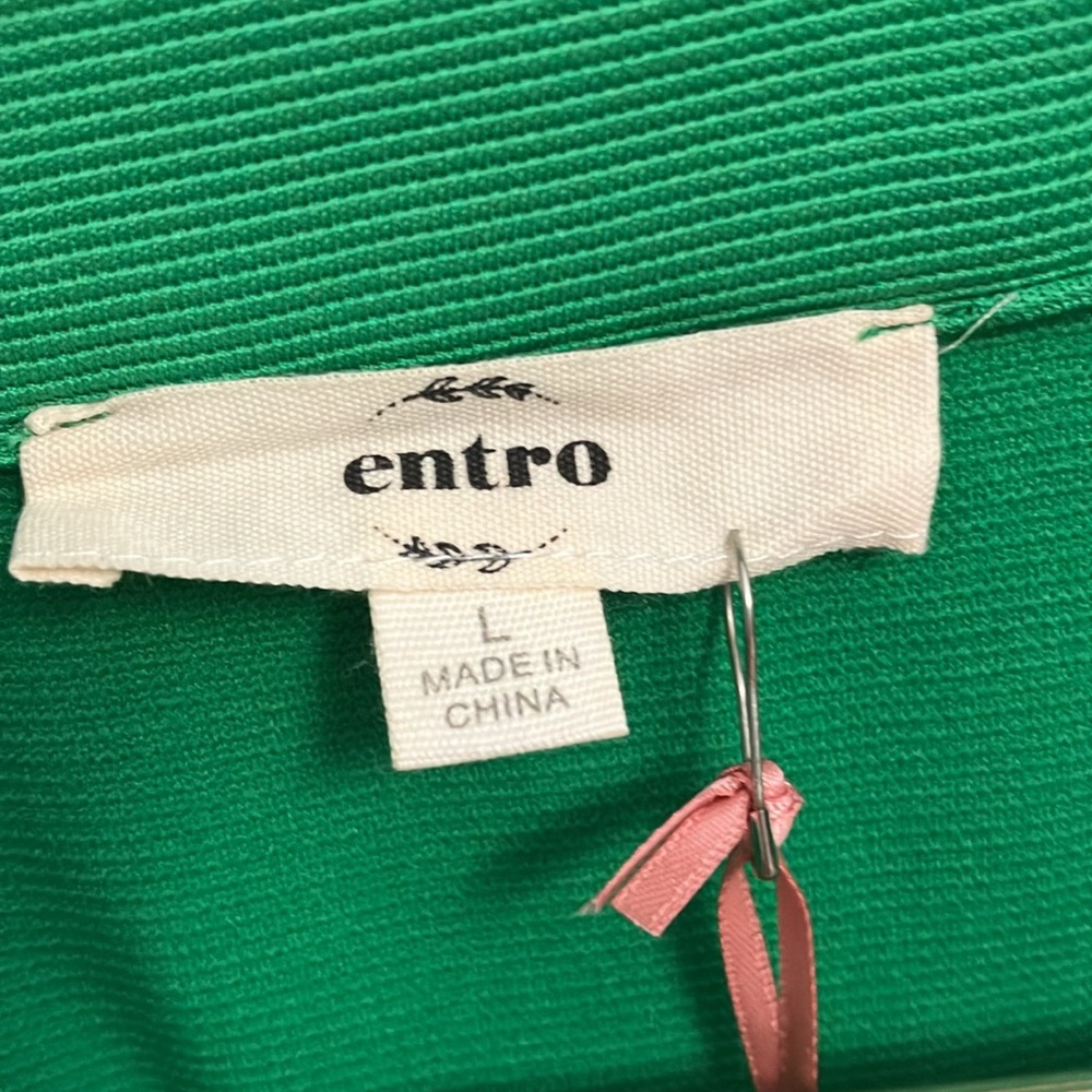 New with tags!! Entro Vibrant Green Textured Top Large Zip Closure New with Tags - Picture 7 of 11